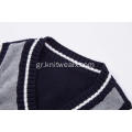 Boy's Knitted Pure Cotton Contrast Colour School Vest